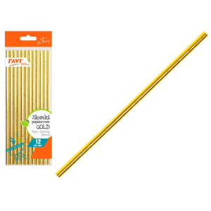 Słomki papierowe GOLD 12szt. Ravi
